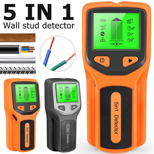 5 in 1 Stud Finder Wall Scanner Detector Electronic Stud Sensor Locator Wood Beam Joist Finders Portable Wall Detector with LCD Display for Wood AC Wire Metal Studs Detection